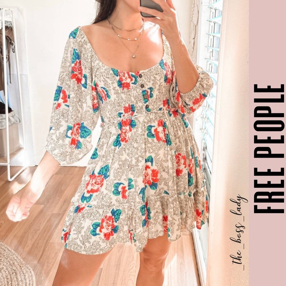 NEW Free People mini dress XS floral